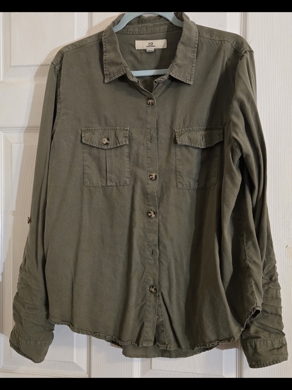 Thread & Supply Olive Green Women's Button-Down Utility Shirt